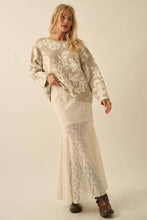 Load image into Gallery viewer, Floral Jacquard-Knit Rolled-Edge Sweater