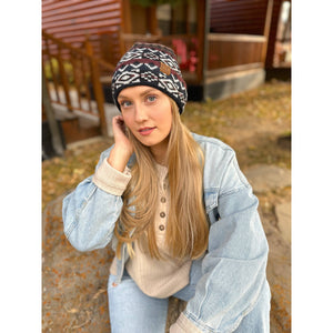 Aztec Pattern Cuff C.C Beanie HAT4006