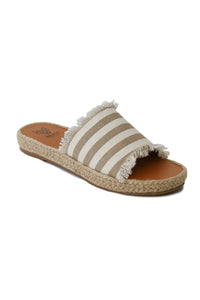 MELANIE-01 Striped Espadrille Slides