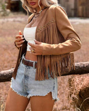 Load image into Gallery viewer, Faux Suede Fringe Western Boho Jacket