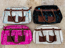 Load image into Gallery viewer, Weekender Duffle Leather Hair On Cowhide Bag