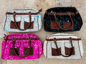 Weekender Duffle Leather Hair On Cowhide Bag