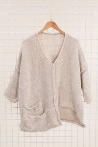 Asymmetric Oversized Sweater with Pocket - made in Italy