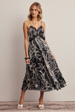 Load image into Gallery viewer, Flora Lace Trim Satin Midi Dress