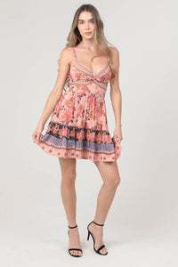 PEACH TWIST FRONT CUT OUT SUNDRESS