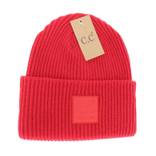 Load image into Gallery viewer, Solid Ribbed CC Beanie with Rubber Patch