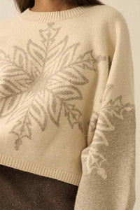BELLAVIDA Snowflake Jacquard-Knit Dolman-Sleeve Sweater