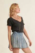 Load image into Gallery viewer, Vintage Mineral Raw-Edge V-Neck Tee