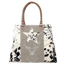 Load image into Gallery viewer, Deer And Star Cowhide Tote Bag
