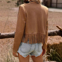 Load image into Gallery viewer, Faux Suede Fringe Western Boho Jacket