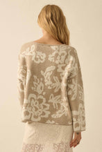 Load image into Gallery viewer, Floral Jacquard-Knit Rolled-Edge Sweater