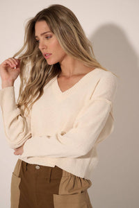 Sophie Exposed-Seam V-Neck Sweater