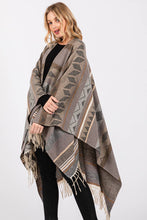 Load image into Gallery viewer, Striped Aztec Fringe Ruana