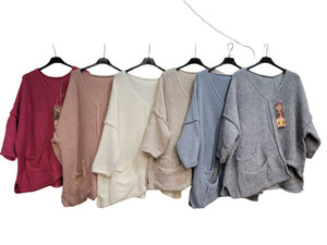 Asymmetric Oversized Sweater with Pocket - made in Italy