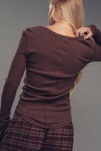 Load image into Gallery viewer, Chocolate Henley Long Sleeve Top