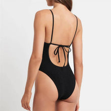 Load image into Gallery viewer, Black Crinkle One Piece Swimsuit