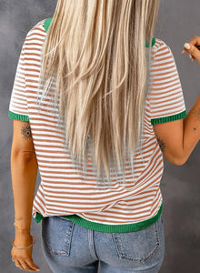 Tilly Striped Short Sleeve Knit Sweater