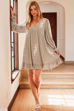 Load image into Gallery viewer, FLOUNCY RUFFLED DRESS EMBROIDERED
