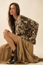 Load image into Gallery viewer, Floral Jacquard-Knit Rolled-Edge Sweater