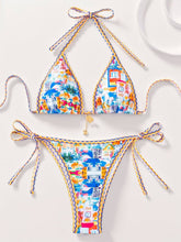 Load image into Gallery viewer, Boho Print Lace-Up Bikini Swimsuit