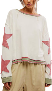 Star Patch Oversized Loose Sweatshirt