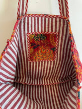 Load image into Gallery viewer, Red Floral Velvet quilted tote bags