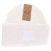 Load image into Gallery viewer, Solid Ribbed CC Beanie with Rubber Patch