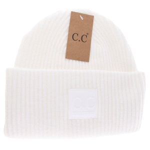 Solid Ribbed CC Beanie with Rubber Patch