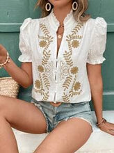 Load image into Gallery viewer, Lola Embroidered Ruffle Sleeve Top