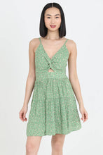 Load image into Gallery viewer, GREEN TWIST FRONT CUT OUT SUNDRESS
