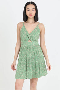 GREEN TWIST FRONT CUT OUT SUNDRESS