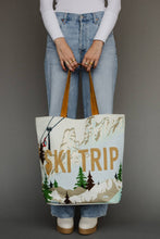 Load image into Gallery viewer, Lt. Blue Ski Trip Scene Tote