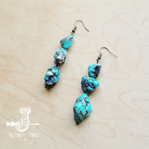 Chunky Beaded Turquoise Stone Earrings