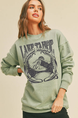 Lake Tahoe Graphic Sweatshirt: LODEN FROST / L