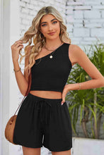 Load image into Gallery viewer, Smocked One-Shoulder Sleeveless Top and Shorts Set